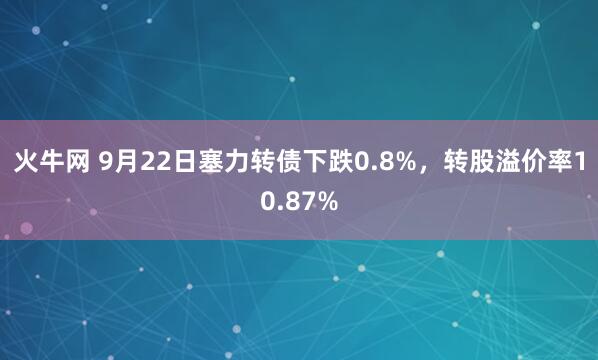 火牛网 9月22日塞力转债下跌0.8%，转股溢价率10.87%