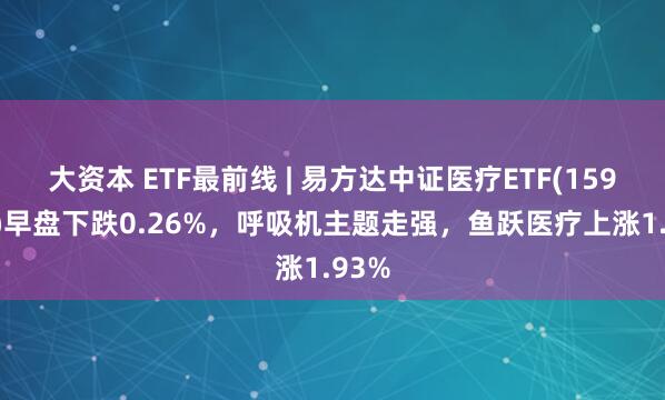 大资本 ETF最前线 | 易方达中证医疗ETF(159847)早盘下跌0.26%，呼吸机主题走强，鱼跃医疗上涨1.93%